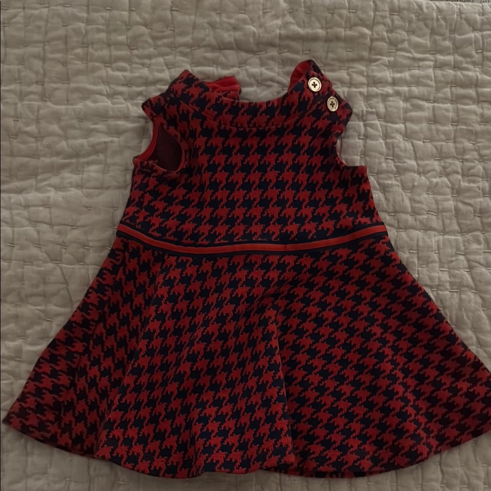 Janie and Jack Red and Navy Houndstooth Dress